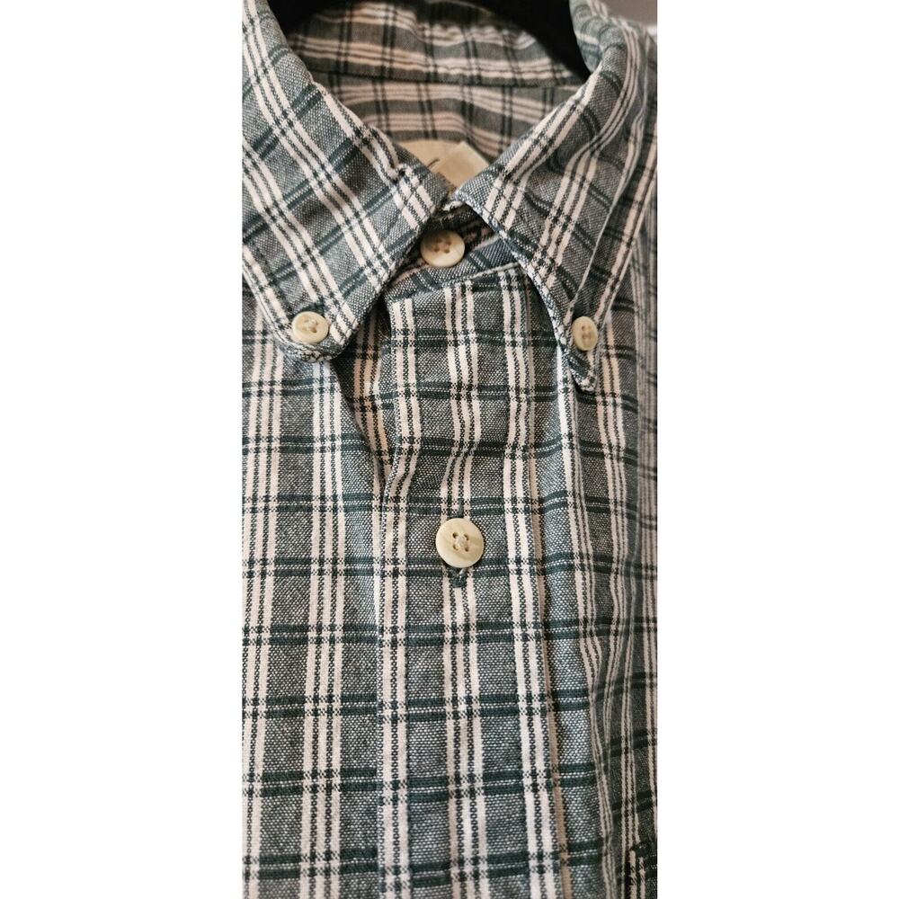 Eddie Bauer Mens XL Green White Plaid Button Down Shirt Button Down Collar - Picture 5 of 9